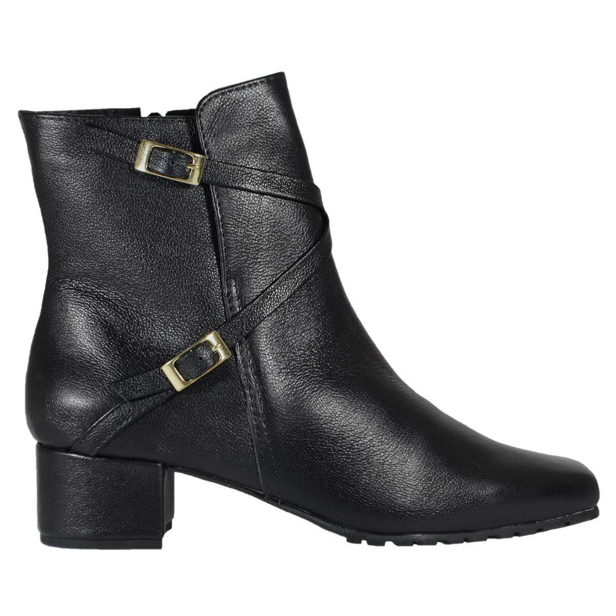 Bota Coturno Couro Impermeável Luhman Feminina - Preto Menor preço em Bota Coturno Couro Impermeável Luhman Feminina - Preto