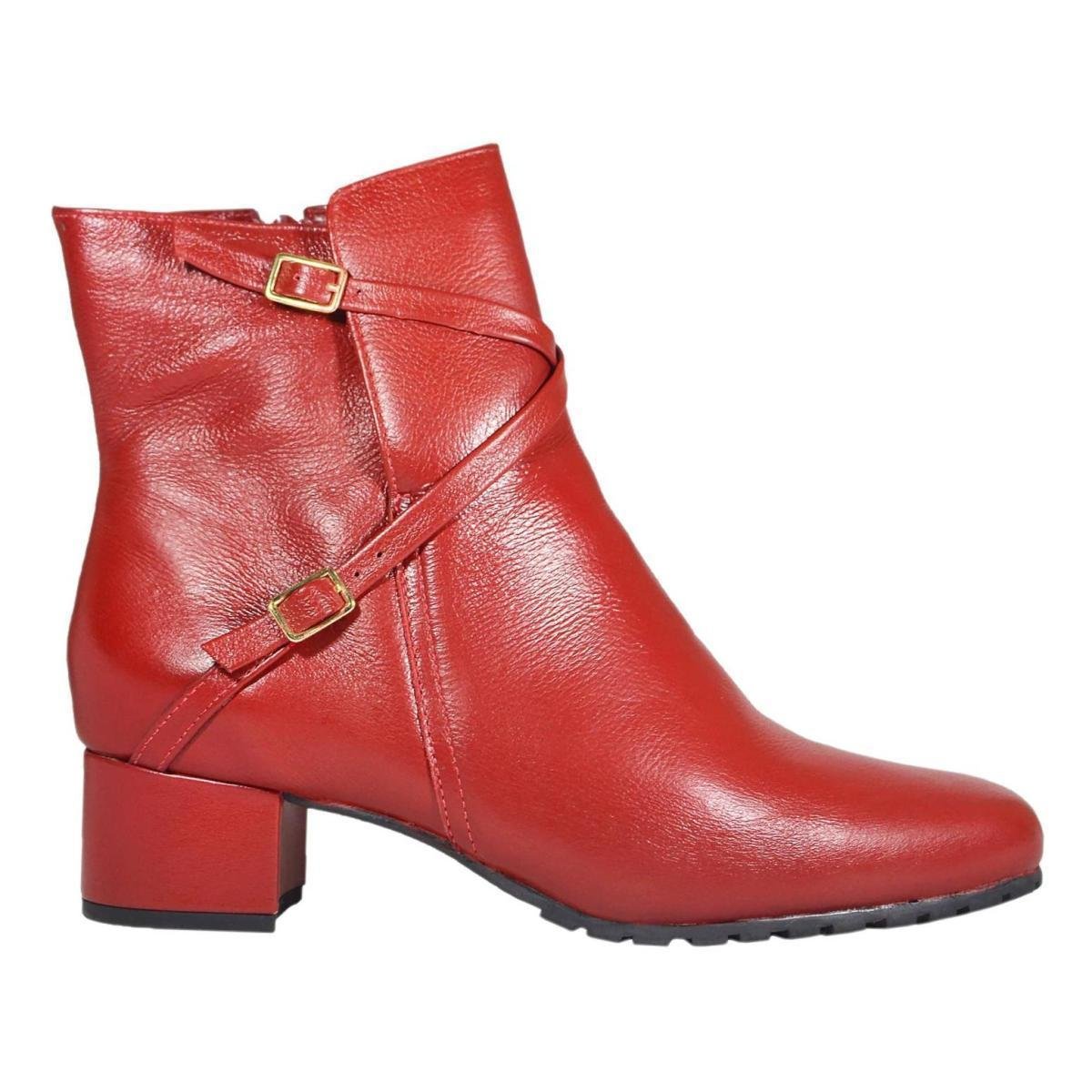 Bota Coturno Couro Impermeável Luhman Feminina - Vermelho Menor preço em Bota Coturno Couro Impermeável Luhman Feminina - Vermelho
