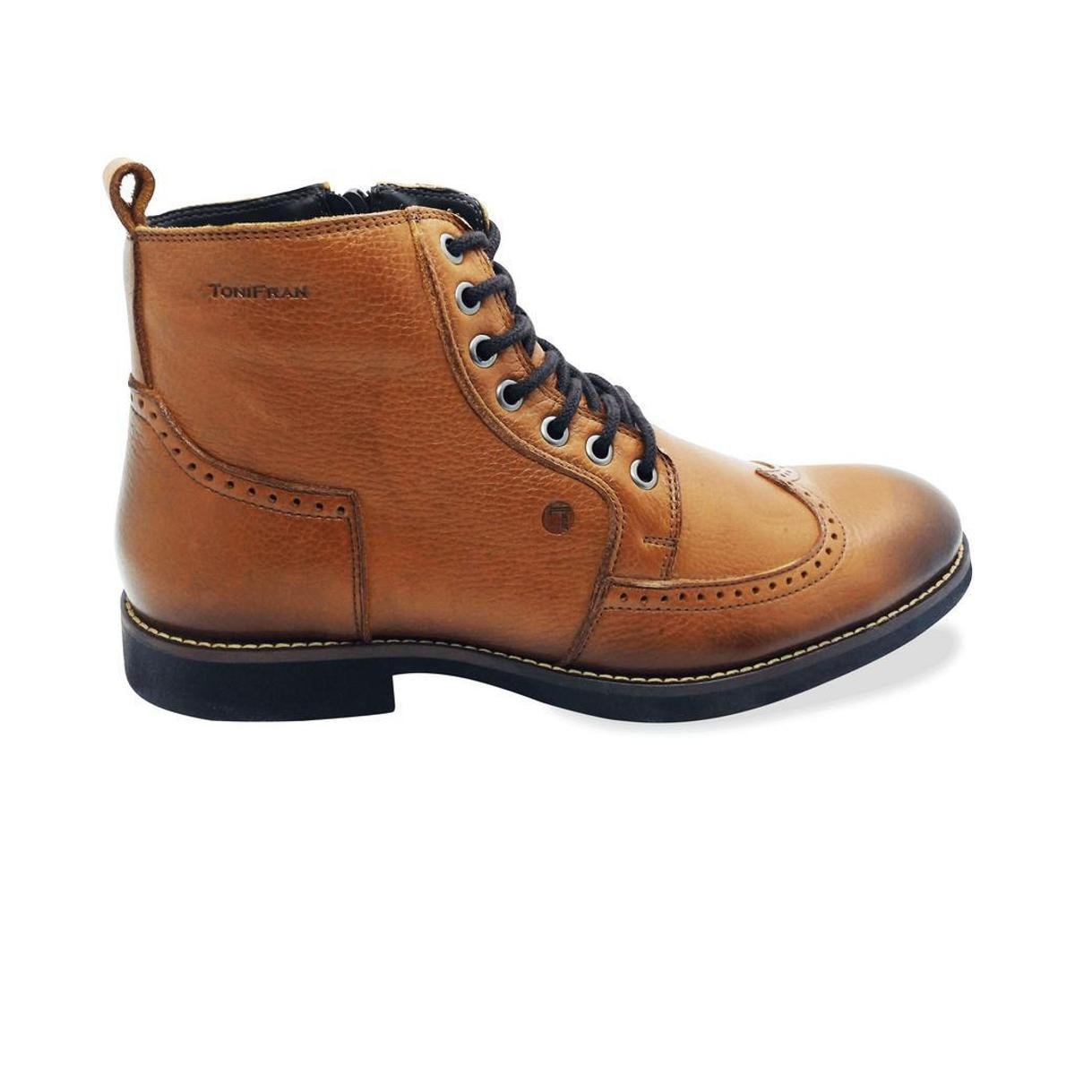 Bota Coturno Couro Vitrine dos Pés Masculina - Marrom Claro Menor preço em Bota Coturno Couro Vitrine dos Pés Masculina - Marrom Claro