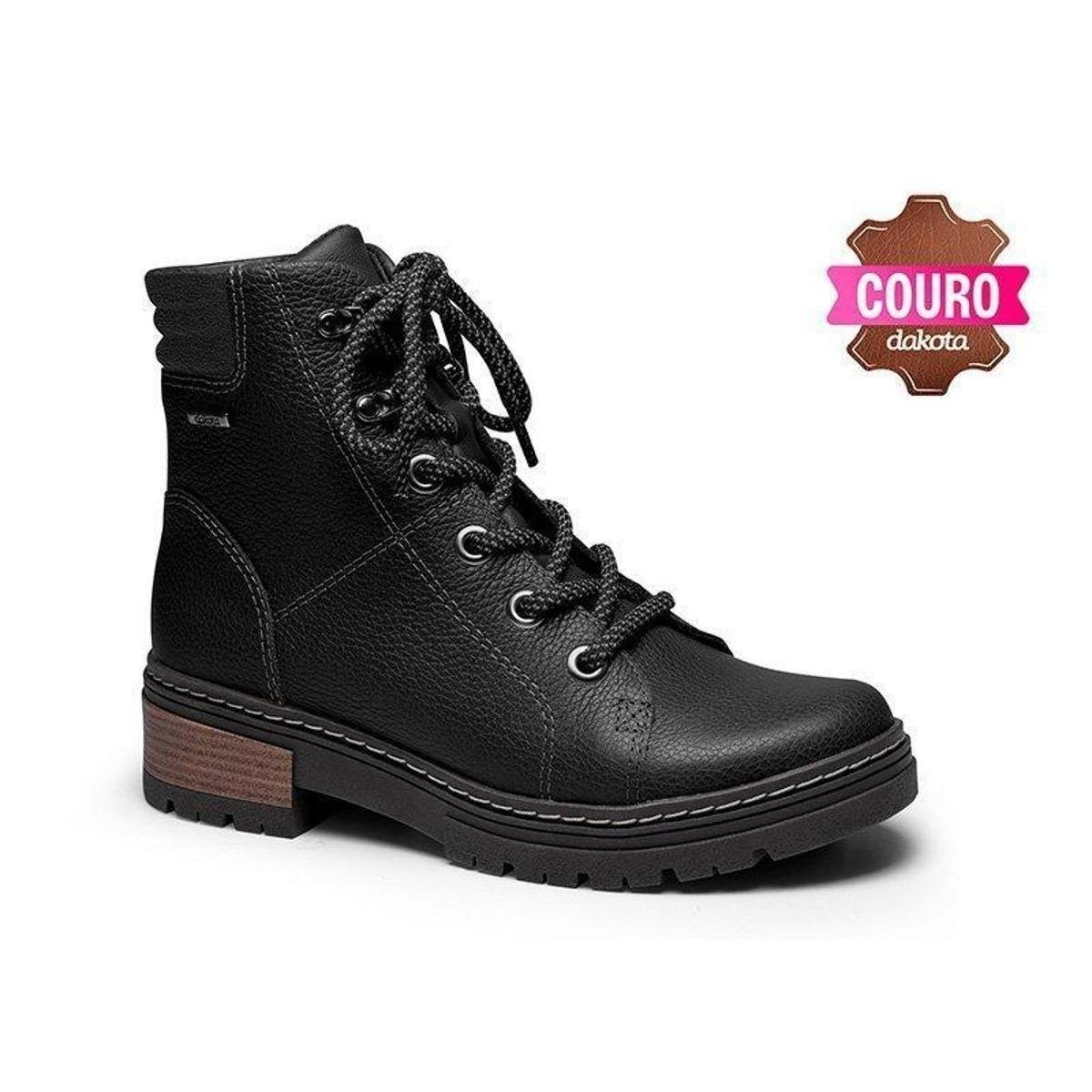 Bota Coturno Dakota Harlyn Em Couro G4381 - Preto Menor preço em Bota Coturno Dakota Harlyn Em Couro G4381 - Preto