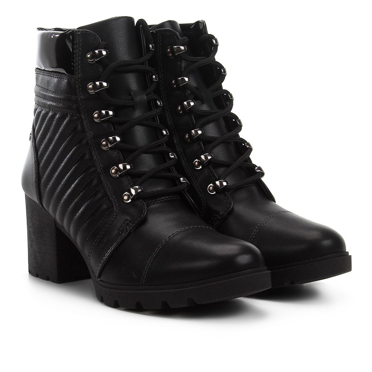 Bota Coturno Dakota Matelassê Lateral Feminina - Preto Menor preço em Bota Coturno Dakota Matelassê Lateral Feminina - Preto