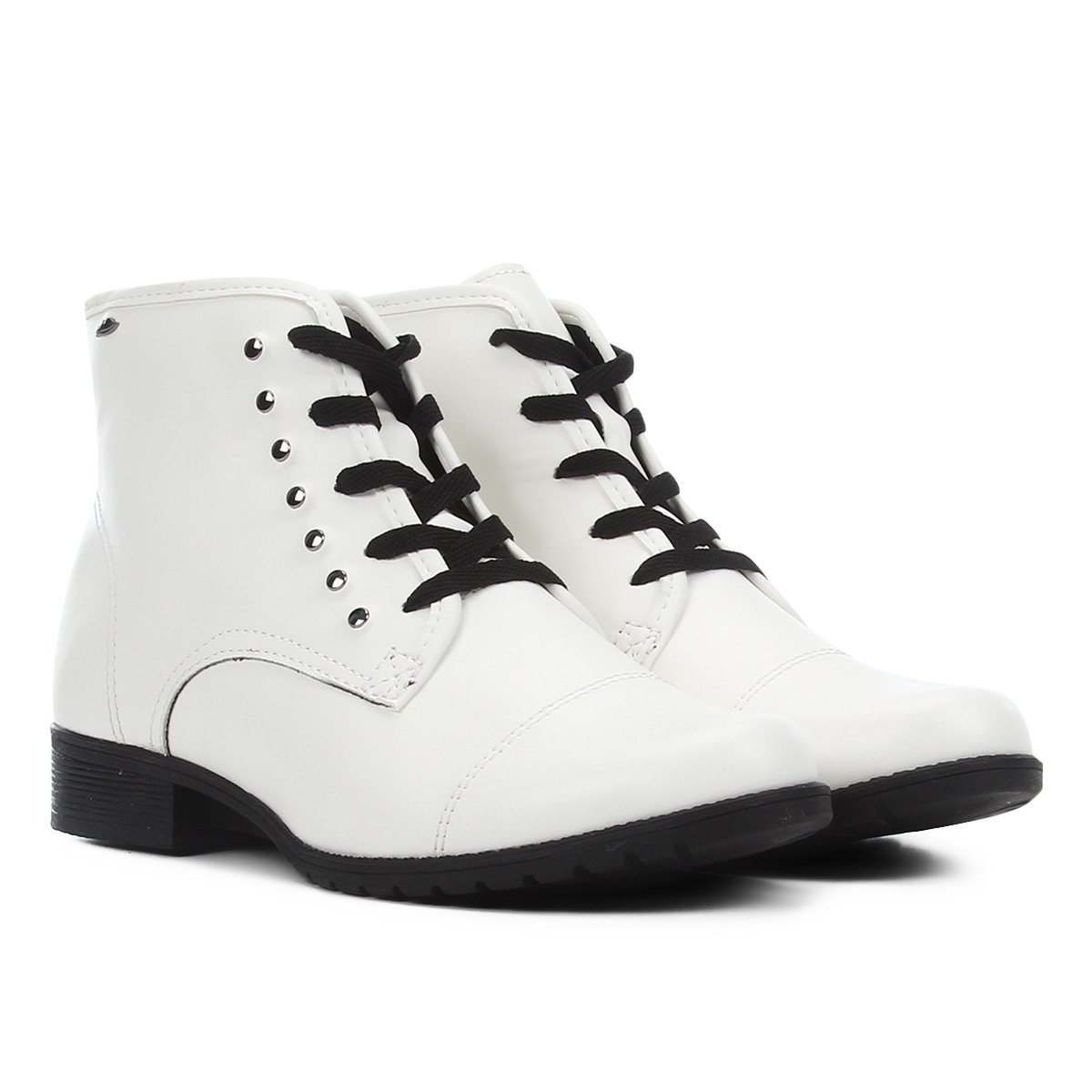 Bota Coturno Dakota Tachas Feminina - Branco Menor preço em Bota Coturno Dakota Tachas Feminina - Branco
