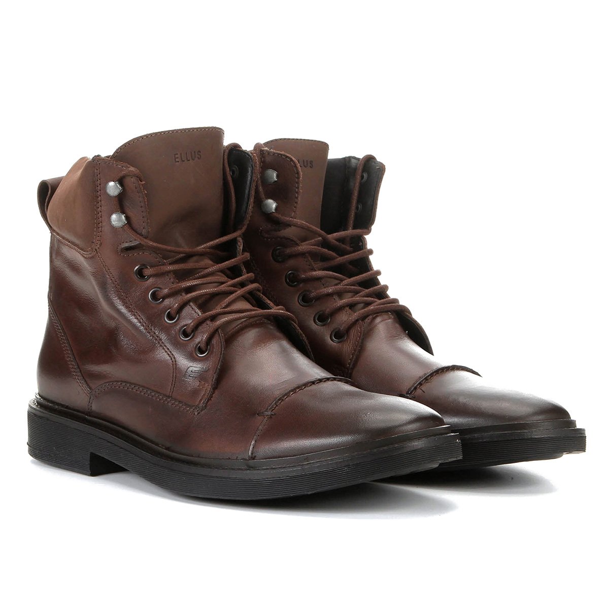 Bota Coturno Ellus Couro Ponto Celeiro Masculina - Cafe Menor preço em Bota Coturno Ellus Couro Ponto Celeiro Masculina - Cafe