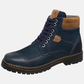 Bota Coturno Em Couro Mega Boots 6032 Marinho-dleite