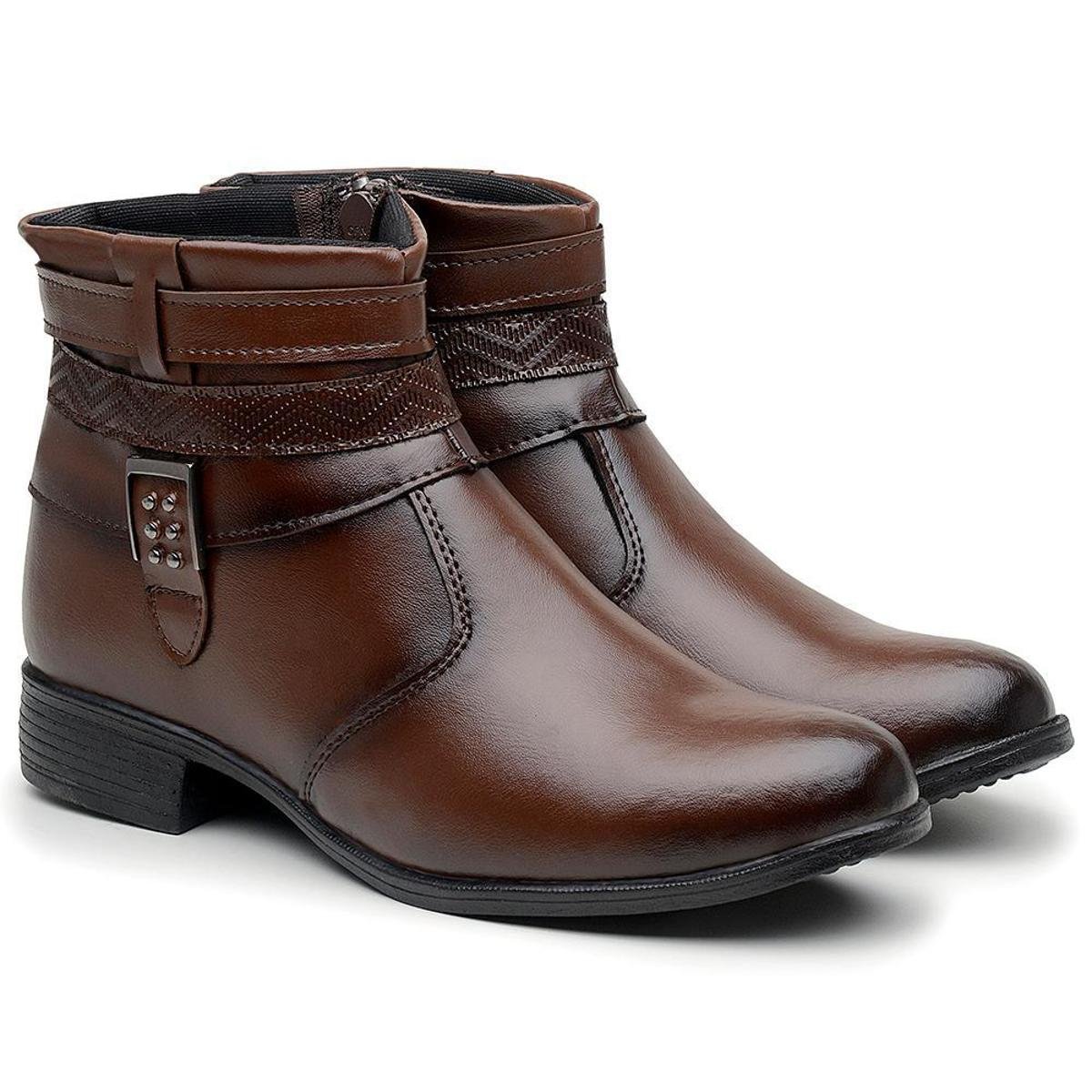 Bota Coturno Feminina Cano Curto Social Casual 202 Menor preço em Bota Coturno Feminina Cano Curto Social Casual 202