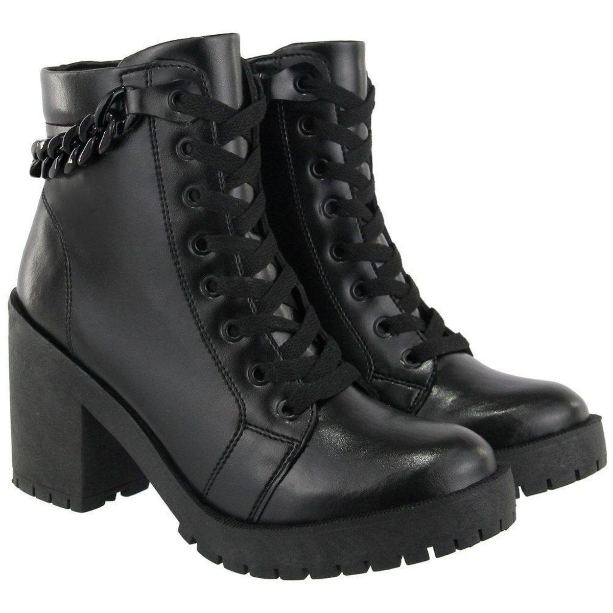 Bota Coturno Feminina Corrente Cano Curto Conforto Estilosa Menor preço em Bota Coturno Feminina Corrente Cano Curto Conforto Estilosa