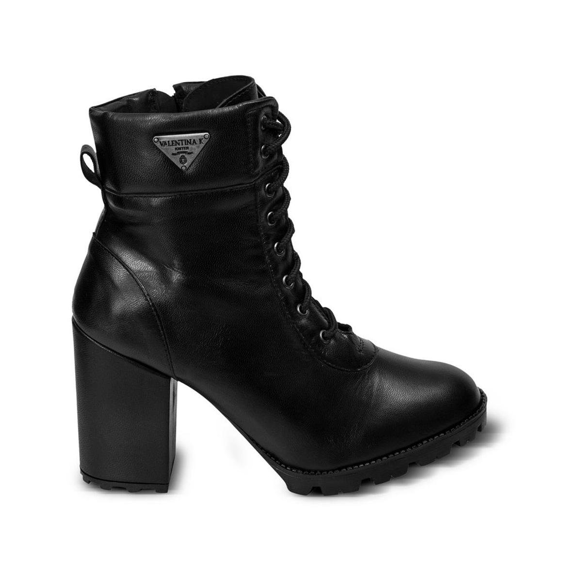 Bota Coturno Feminina Couro Cadarço Cano Médio Macia Casual Menor preço em Bota Coturno Feminina Couro Cadarço Cano Médio Macia Casual
