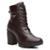 Bota Coturno Feminina Couro Cadarço Cano Médio Macia Casual - Marrom