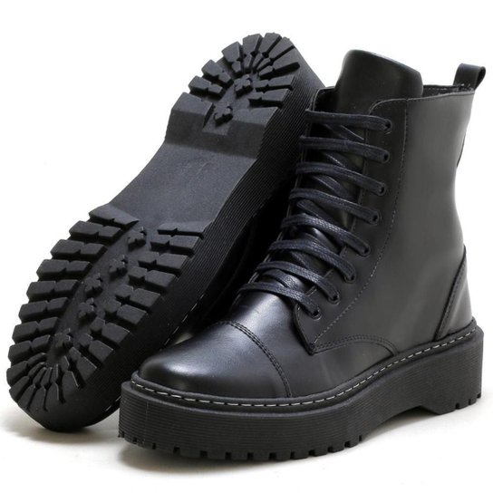 Bota Coturno Feminina Forms Solado Tratorado