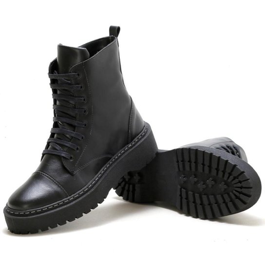 Bota Coturno Feminina Forms Solado Tratorado