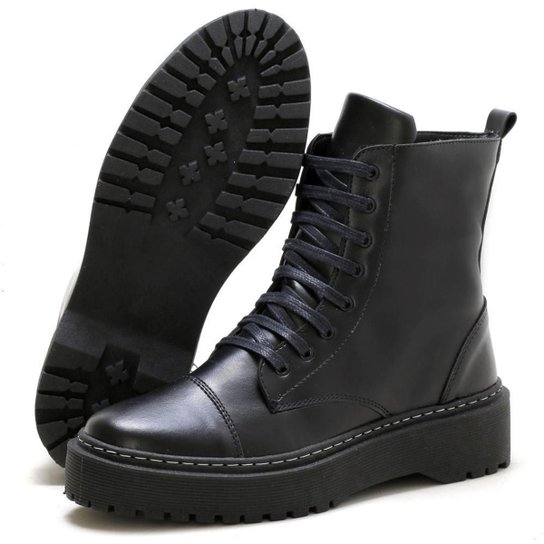 Bota Coturno Feminina Forms Solado Tratorado