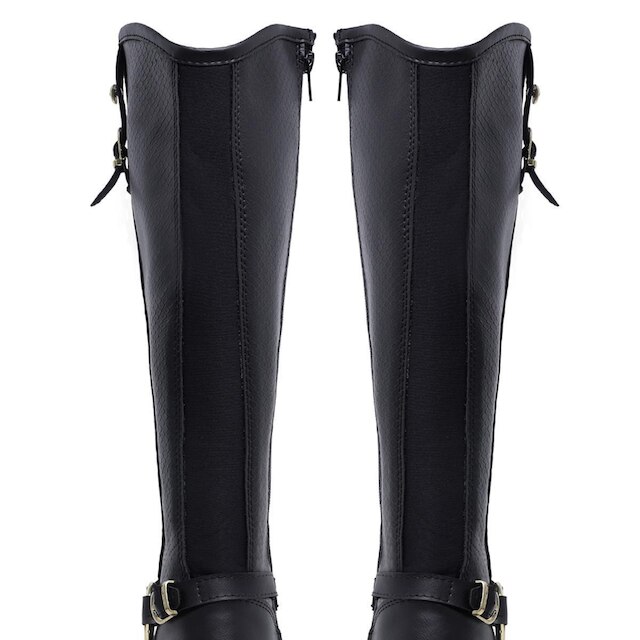 Bota Coturno Feminina Montaria Cano Longo Detalhe Fivela Zíper Lateral
