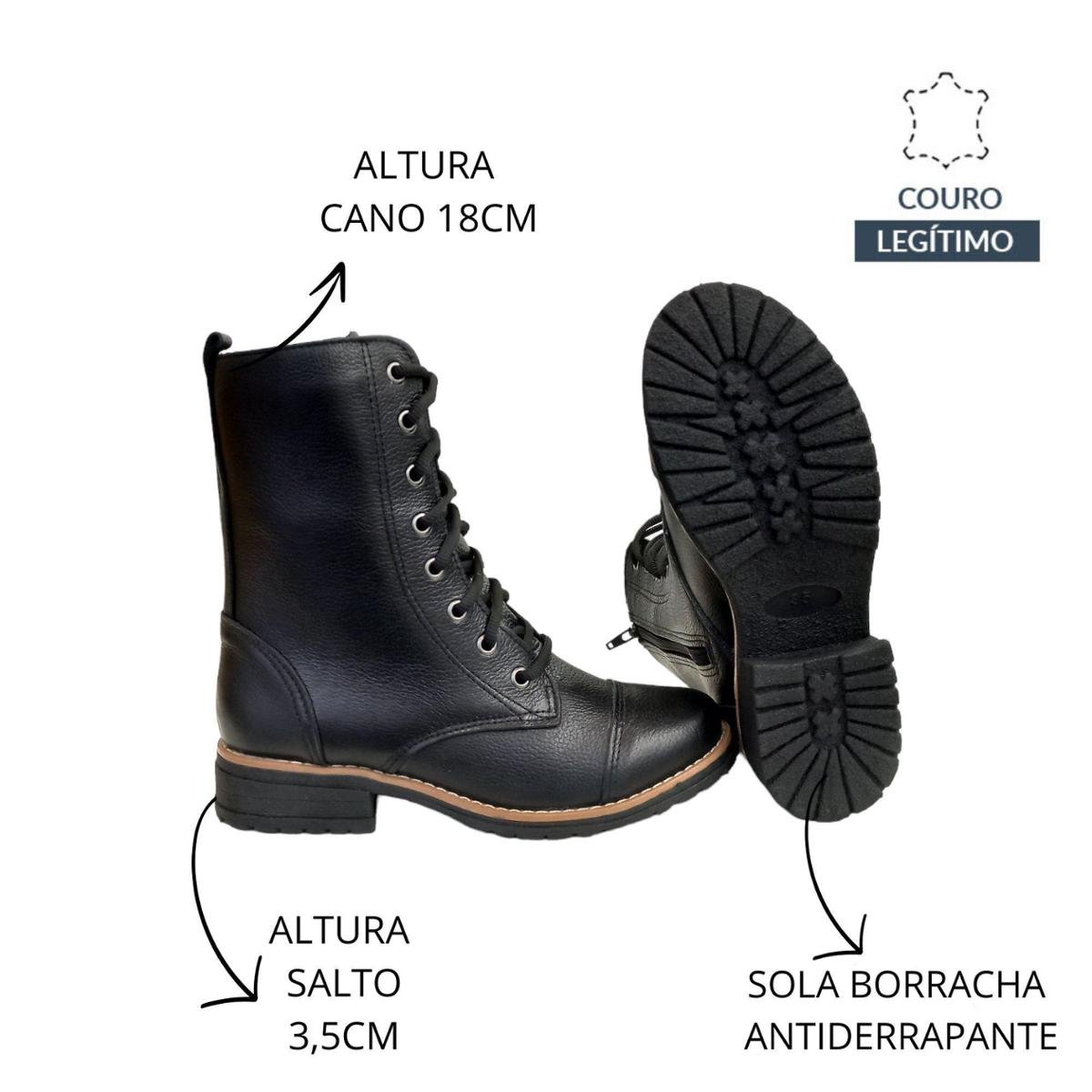 Cano Médio Bota Coturno Preta Salto Baixo Bota Coturno Feminina