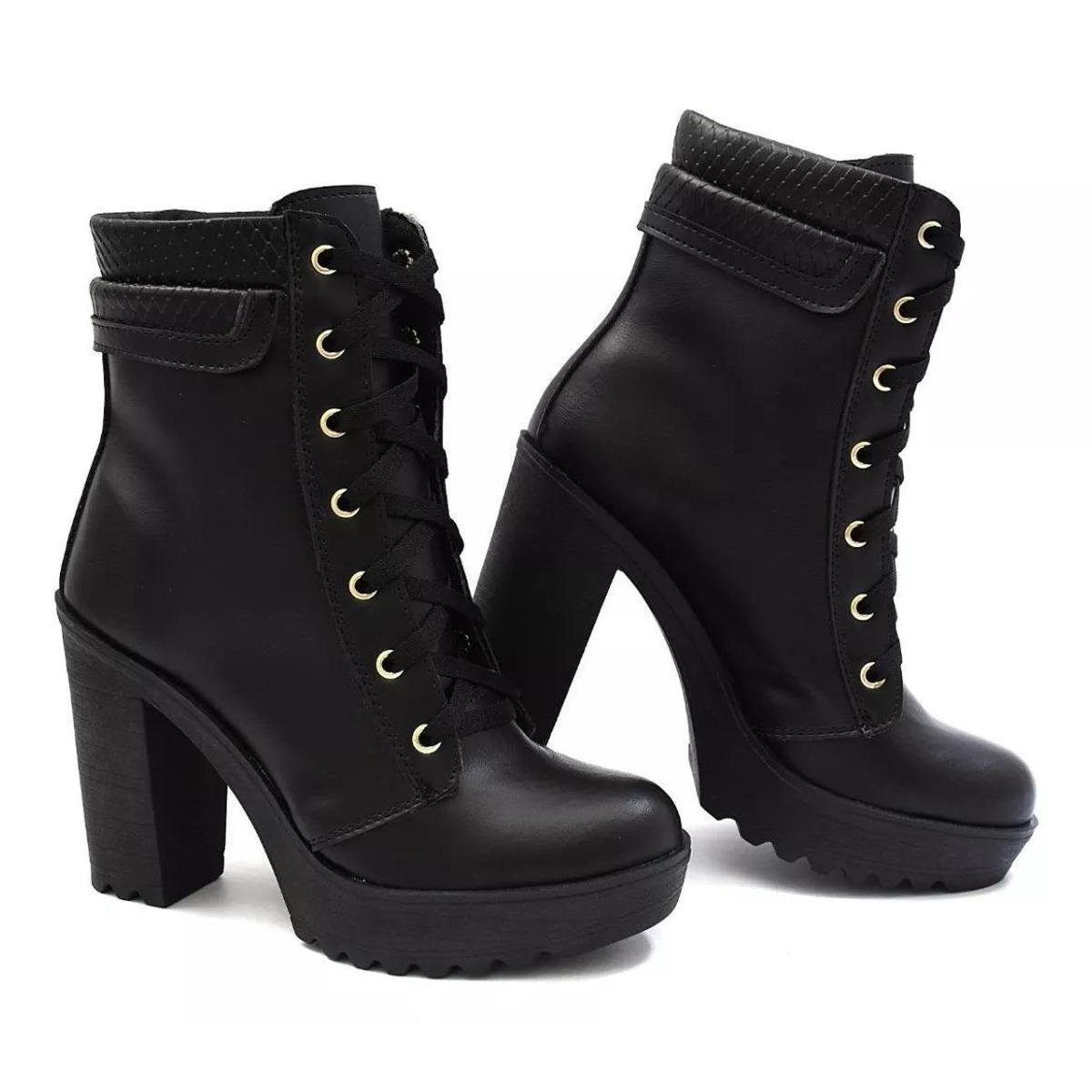 Solado Alto Bota Feminina Coturno Salto Alto Tratorado Bottero