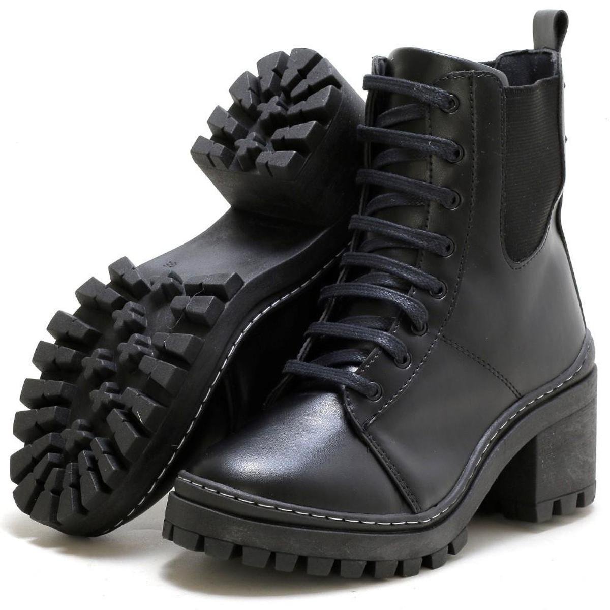 Bota Coturno Feminina Tratorada Cano Médio Form's Menor preço em Bota Coturno Feminina Tratorada Cano Médio Form's