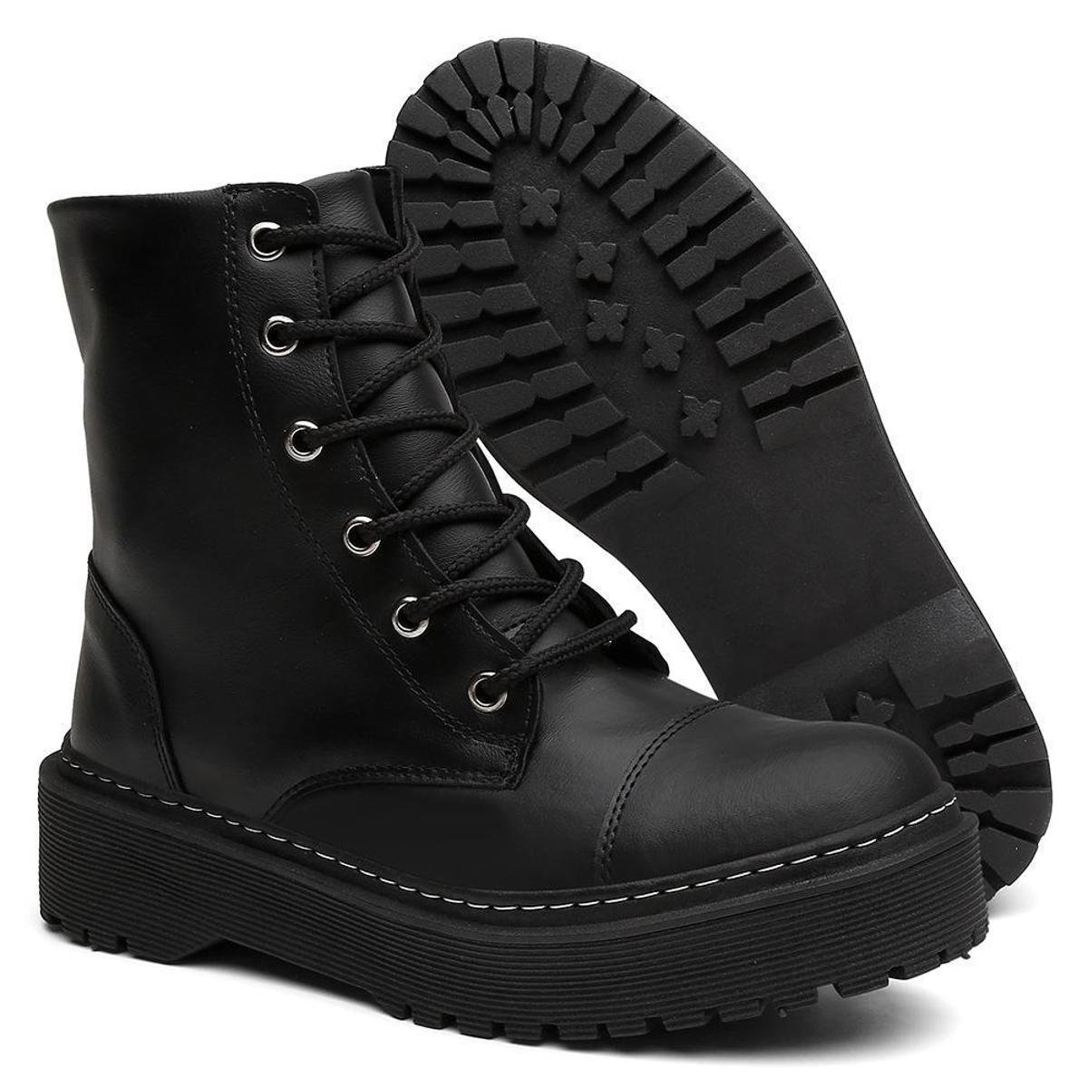 Bota Coturno Feminina Tratorada Tendência Blogueiras Menor preço em Bota Coturno Feminina Tratorada Tendência Blogueiras