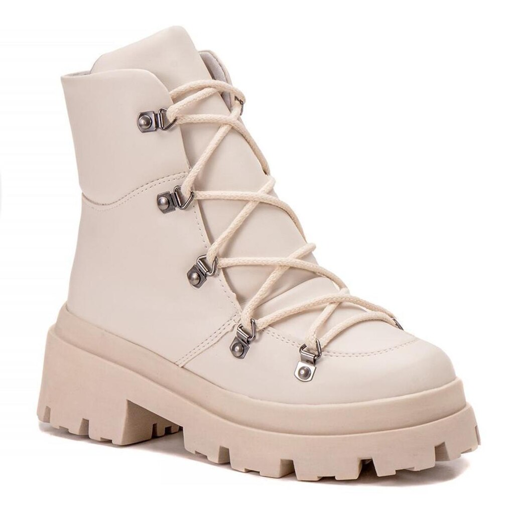 Bota Coturno Feminino Cadarço Solado Tratorado Conforto