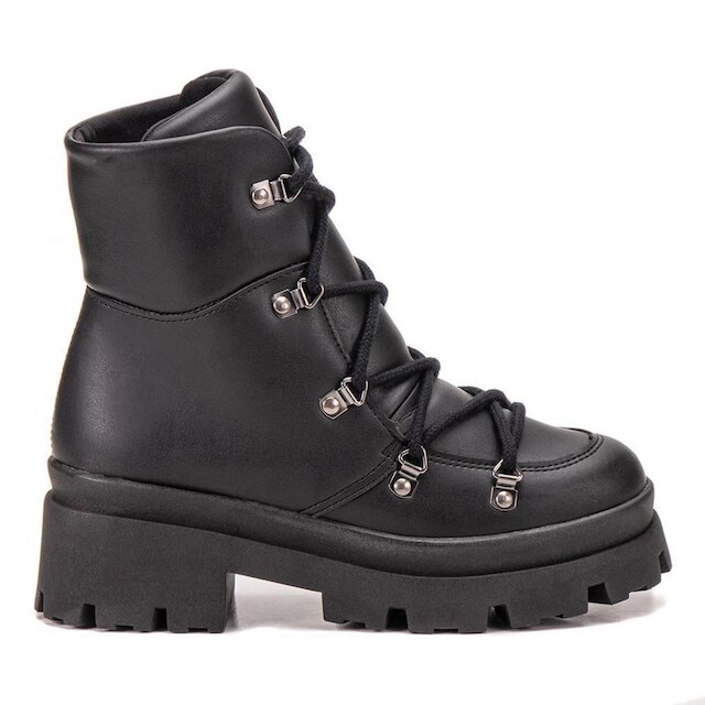 Bota Coturno Feminino Cadarço Solado Tratorado Conforto
