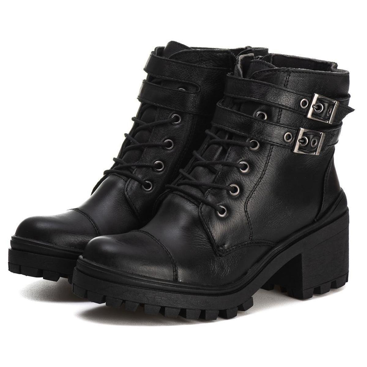 Bota Coturno Feminino Cano Baixo Tratorada Casual Em Couro Legitimo Botinha Menor preço em Bota Coturno Feminino Cano Baixo Tratorada Casual Em Couro Legitimo Botinha