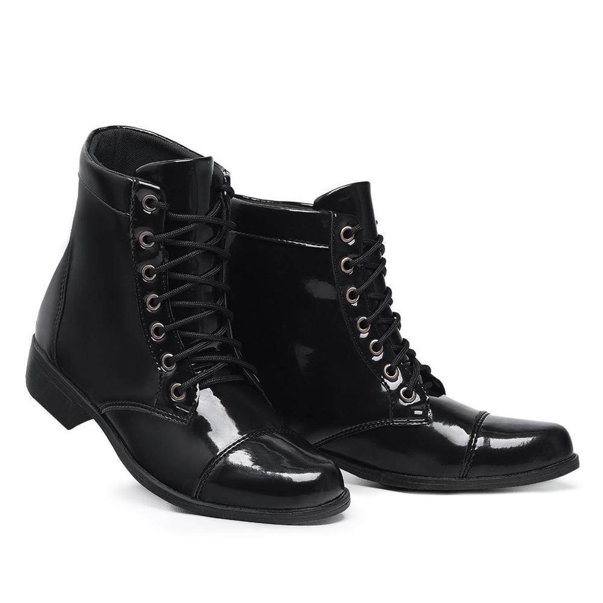 Bota Coturno Feminino Cano Curto Salto Baixo Brilhoso Menor preço em Bota Coturno Feminino Cano Curto Salto Baixo Brilhoso