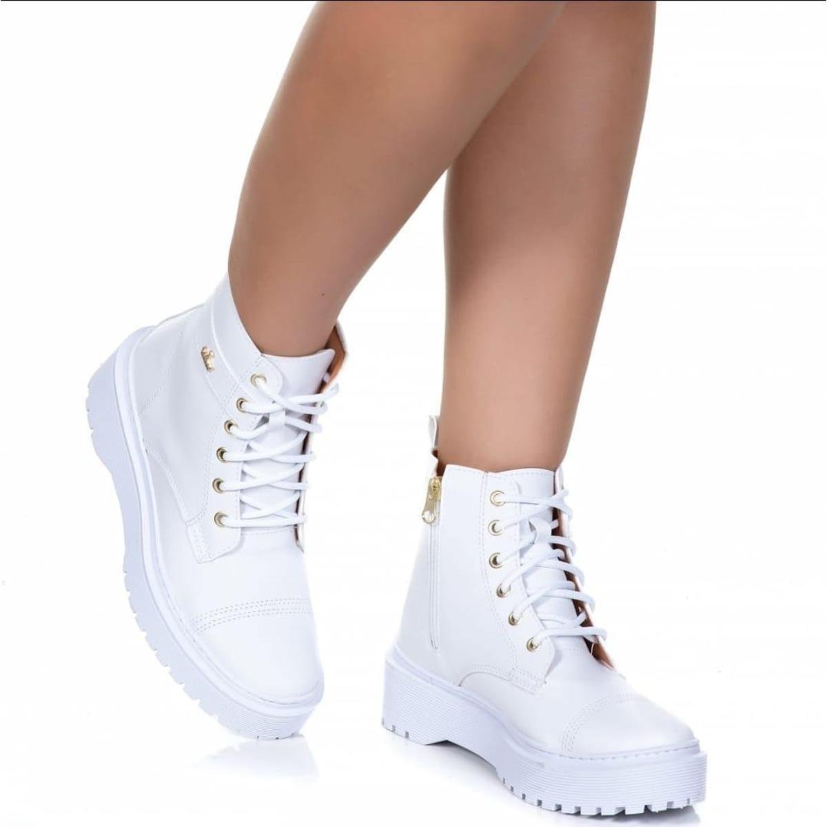 Bota Coturno Feminino Botas Cano Medio Sem Salto Bota Cano Alto