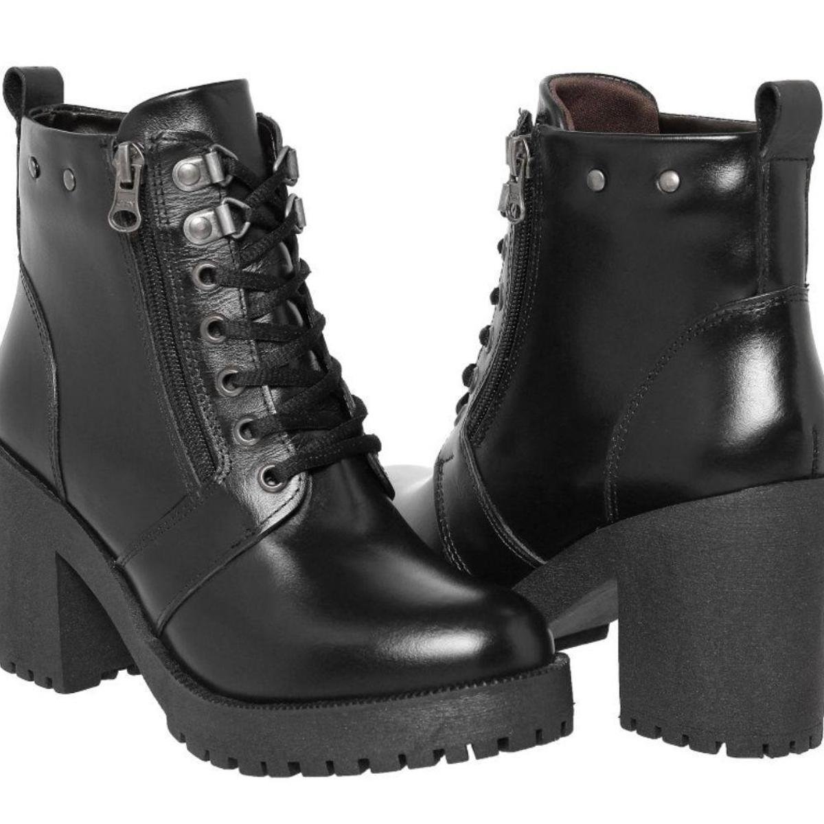Bota Coturno Feminino Salto Alto Couro Legitimo Menor preço em Bota Coturno Feminino Salto Alto Couro Legitimo