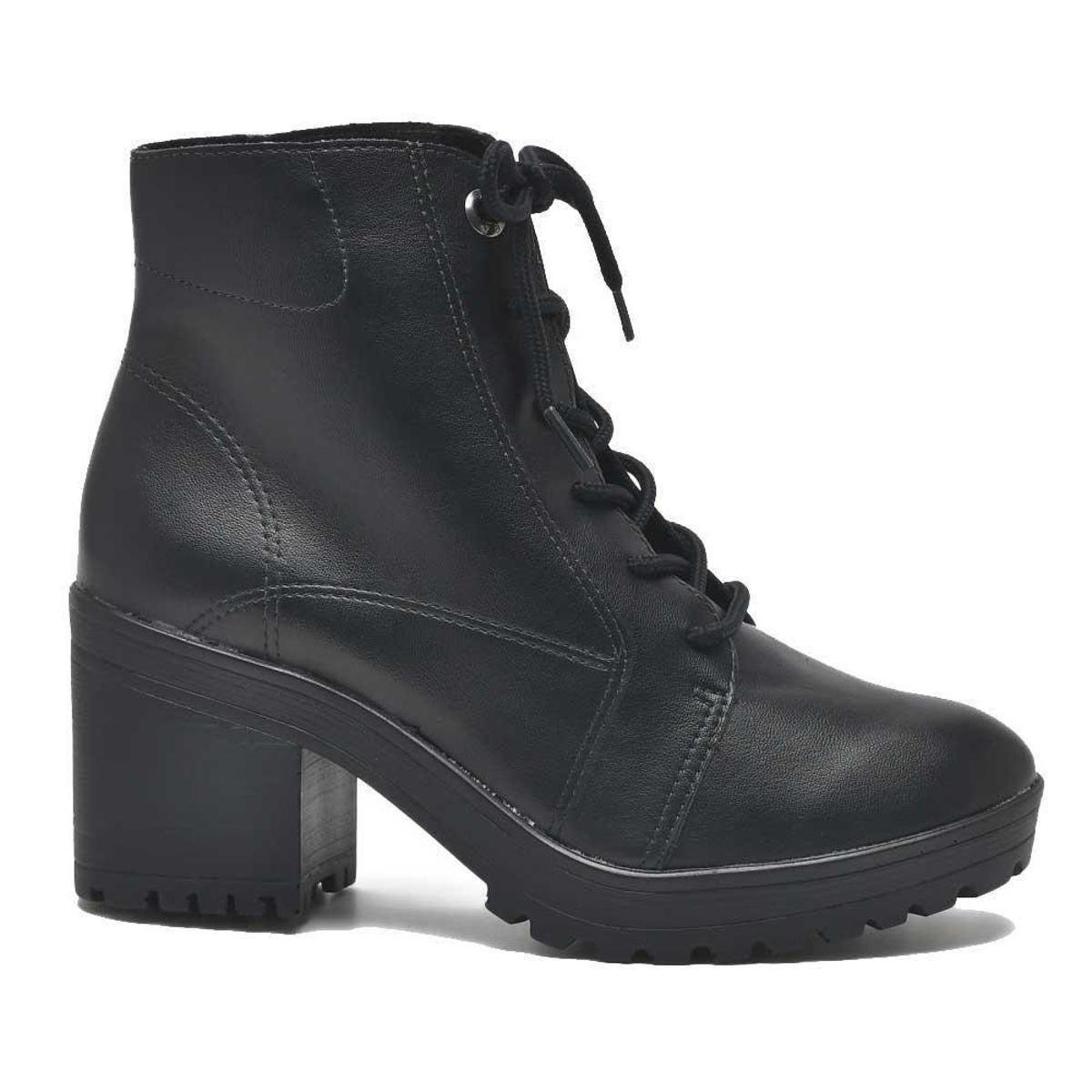 Bota Coturno Feminino Salto Quadrado Preto Via Marte 23-406-01