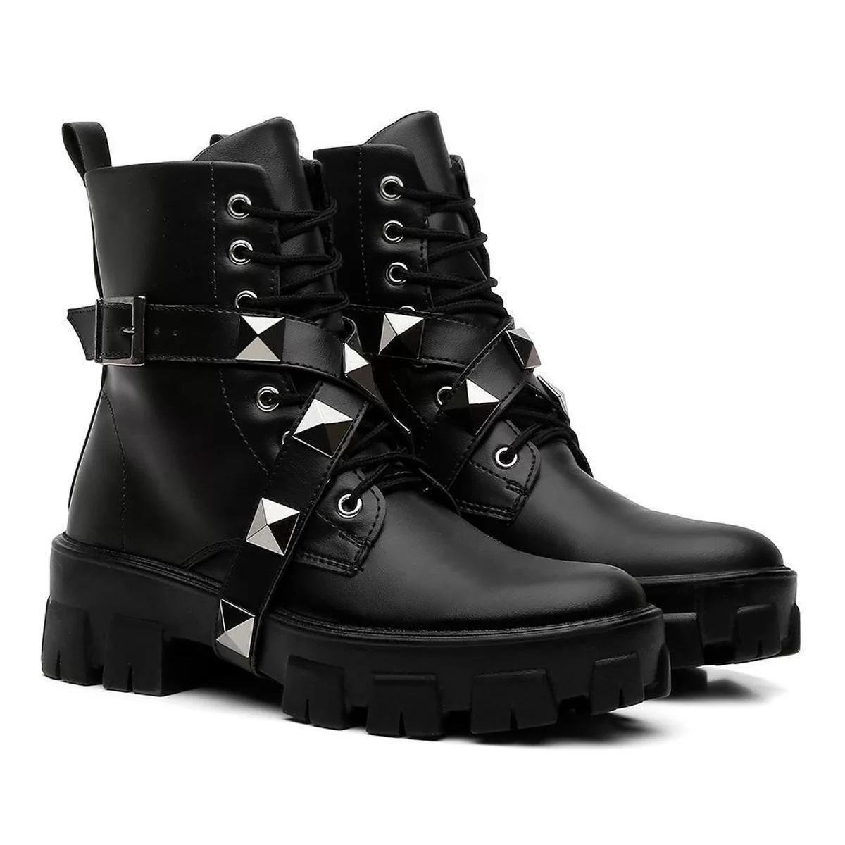 Bota Coturno Feminino Tratorada Estilosa Blogueira Moda Menor preço em Bota Coturno Feminino Tratorada Estilosa Blogueira Moda