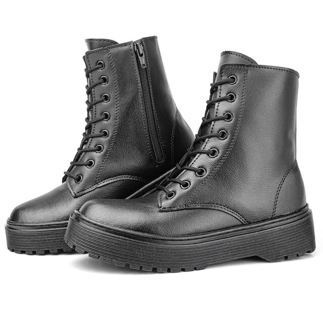 Bota Coturno Feminino Tratorado Cano Curto Militar Wit Shoes