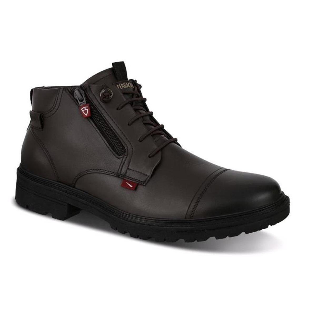Bota Coturno Ferracini Masculina Snow Preto/Tabaco 8915-646 - Marrom Menor preço em Bota Coturno Ferracini Masculina Snow Preto/Tabaco 8915-646 - Marrom