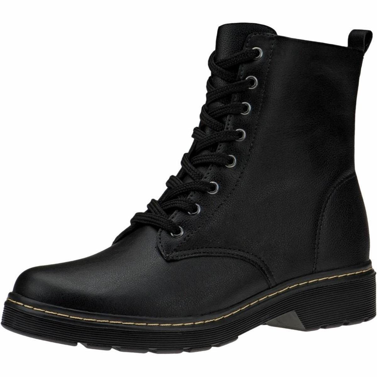 Bota Coturno GiGiL Cano Curto Sola Baixa Feminina - Preto Menor preço em Bota Coturno GiGiL Cano Curto Sola Baixa Feminina - Preto