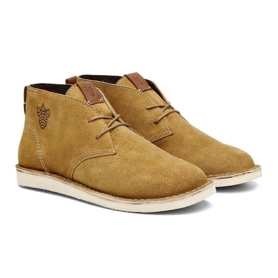 Bota Coturno Gobi Desert Camurça Cano Baixo Black Boots - Bege Claro