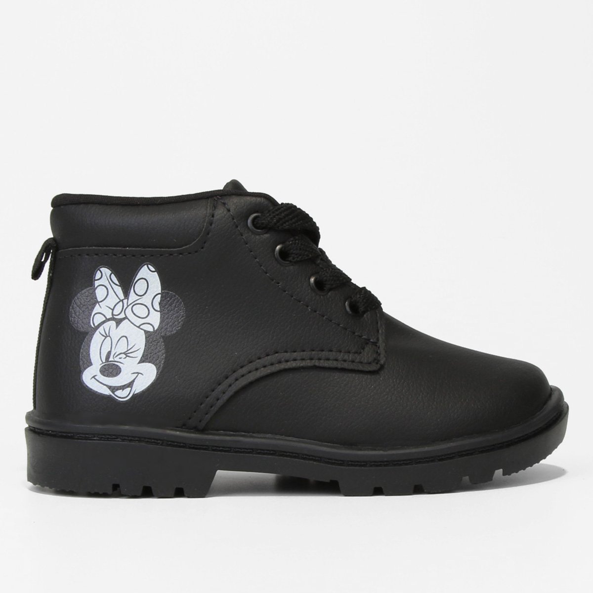 Bota Coturno Infantil Cano Baixo Disney Minnie Menina - Preto Menor preço em Bota Coturno Infantil Cano Baixo Disney Minnie Menina - Preto