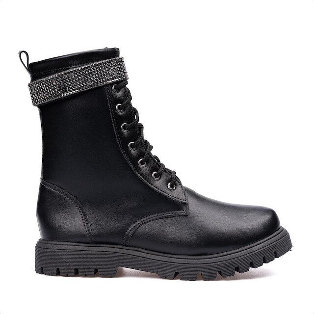 Bota Coturno Infantil Menina Cano Alto Longo Tira De Strass