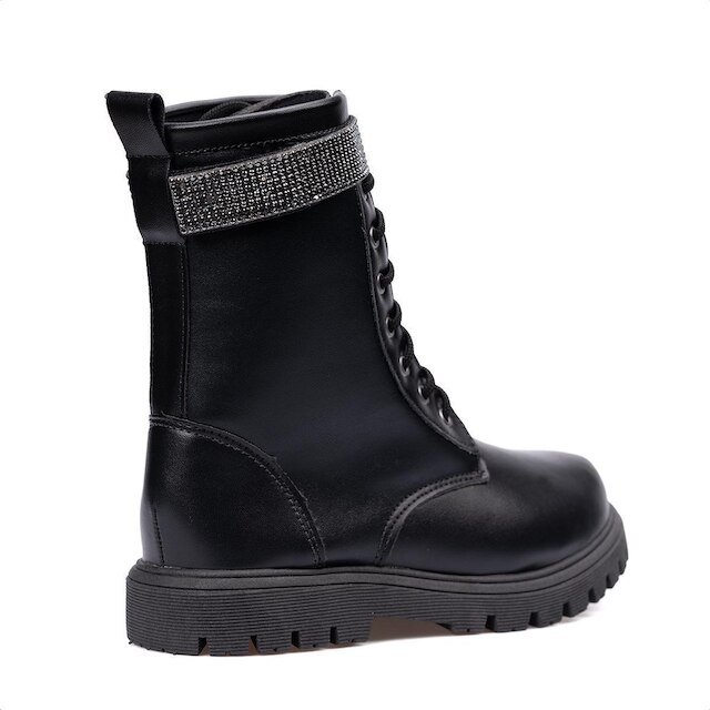 Bota Coturno Infantil Menina Cano Alto Longo Tira De Strass