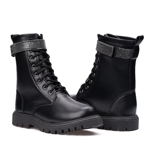 Bota Coturno Infantil Menina Cano Alto Longo Tira De Strass