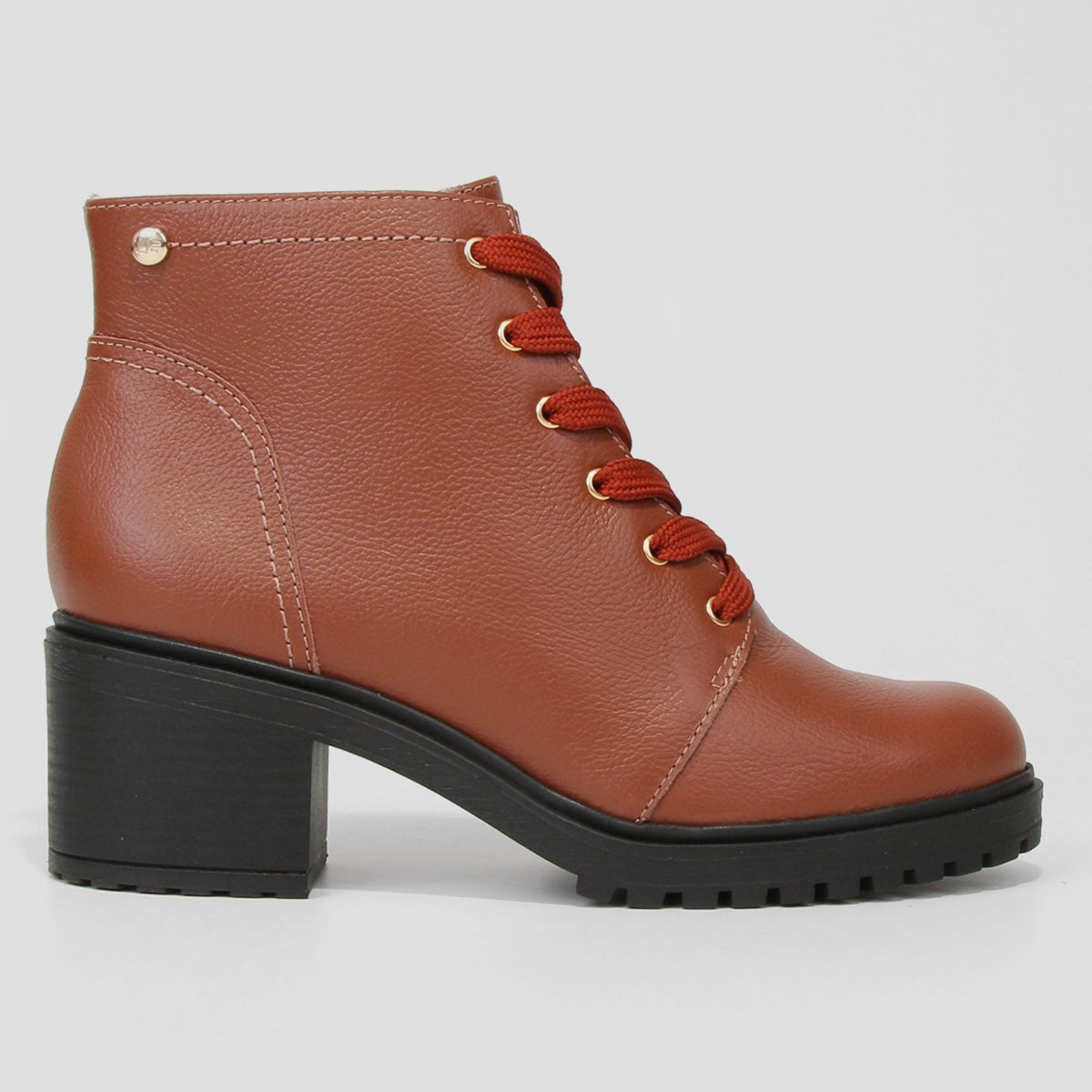 Bota Coturno Jorge Bischoff Salto Grosso Feminina - Caramelo Menor preço em Bota Coturno Jorge Bischoff Salto Grosso Feminina - Caramelo