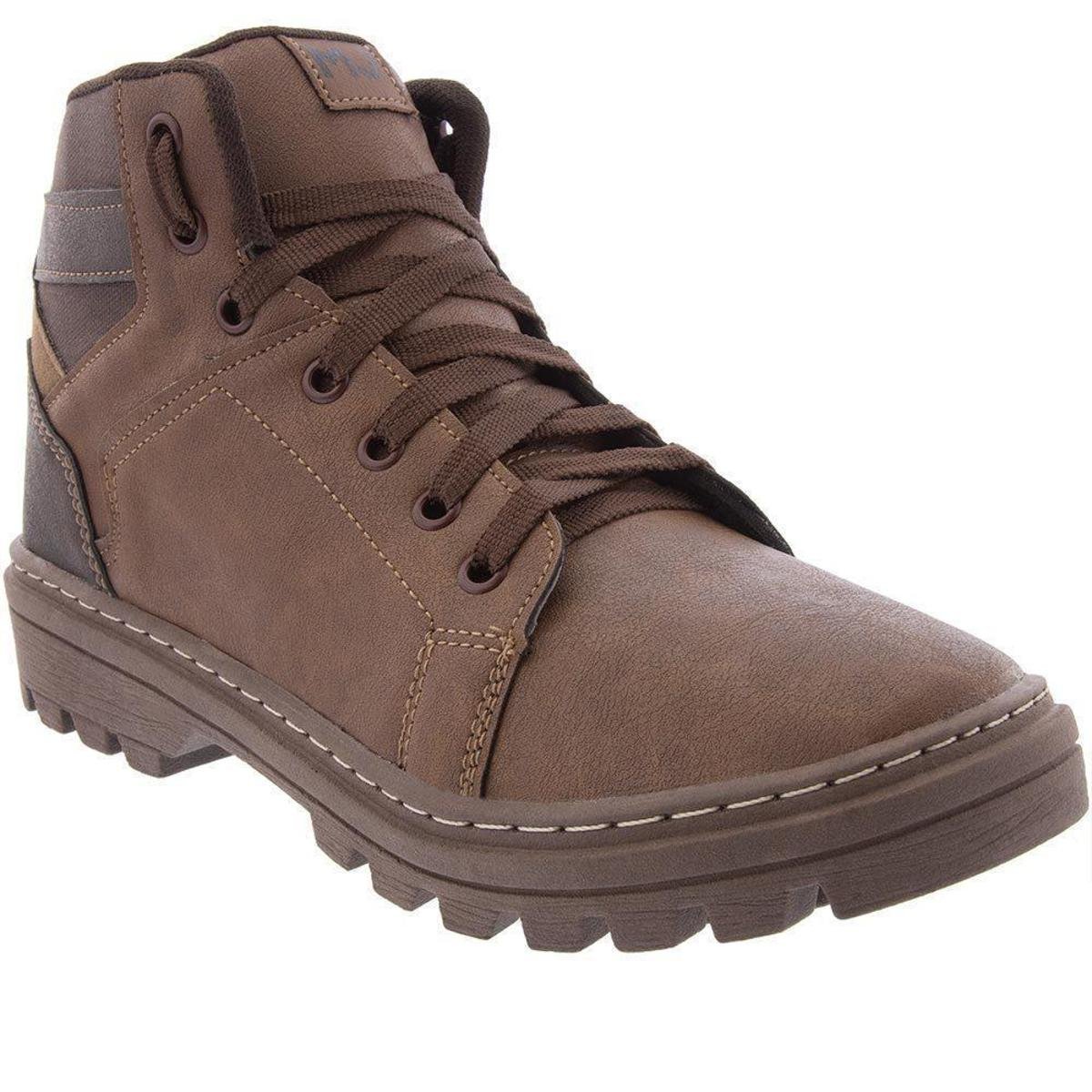 Bota Coturno Mac & Jac Recortes Camurça Marrom Menor preço em Bota Coturno Mac & Jac Recortes Camurça Marrom