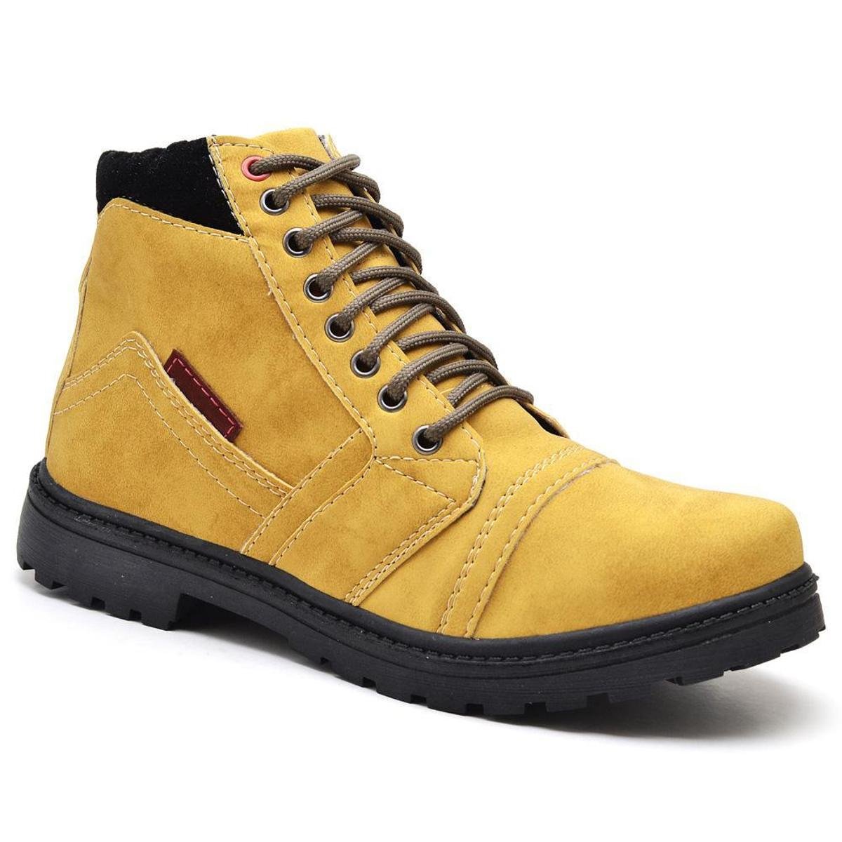Bota Coturno Masculina Cano Curto Lisa Casual Dia a Dia Menor preço em Bota Coturno Masculina Cano Curto Lisa Casual Dia a Dia
