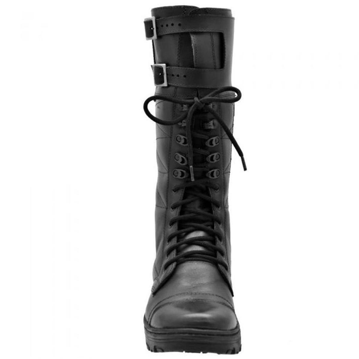 Bota Coturno Masculina Couro Cano Alto Fivela Zíper Moderna - Preto |  Zattini