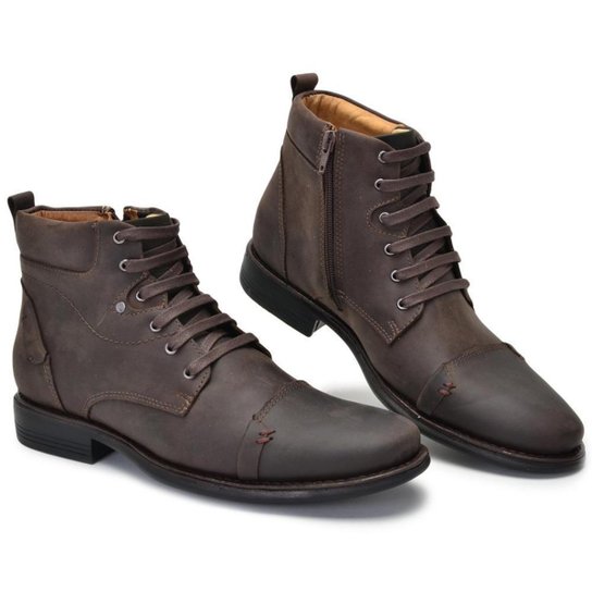 Bota Coturno Masculina Couro Cano Curto Moderna Conforto