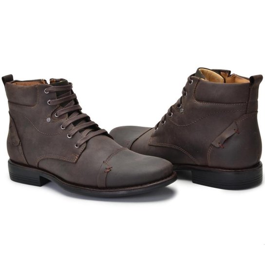 Bota Coturno Masculina Couro Cano Curto Moderna Conforto