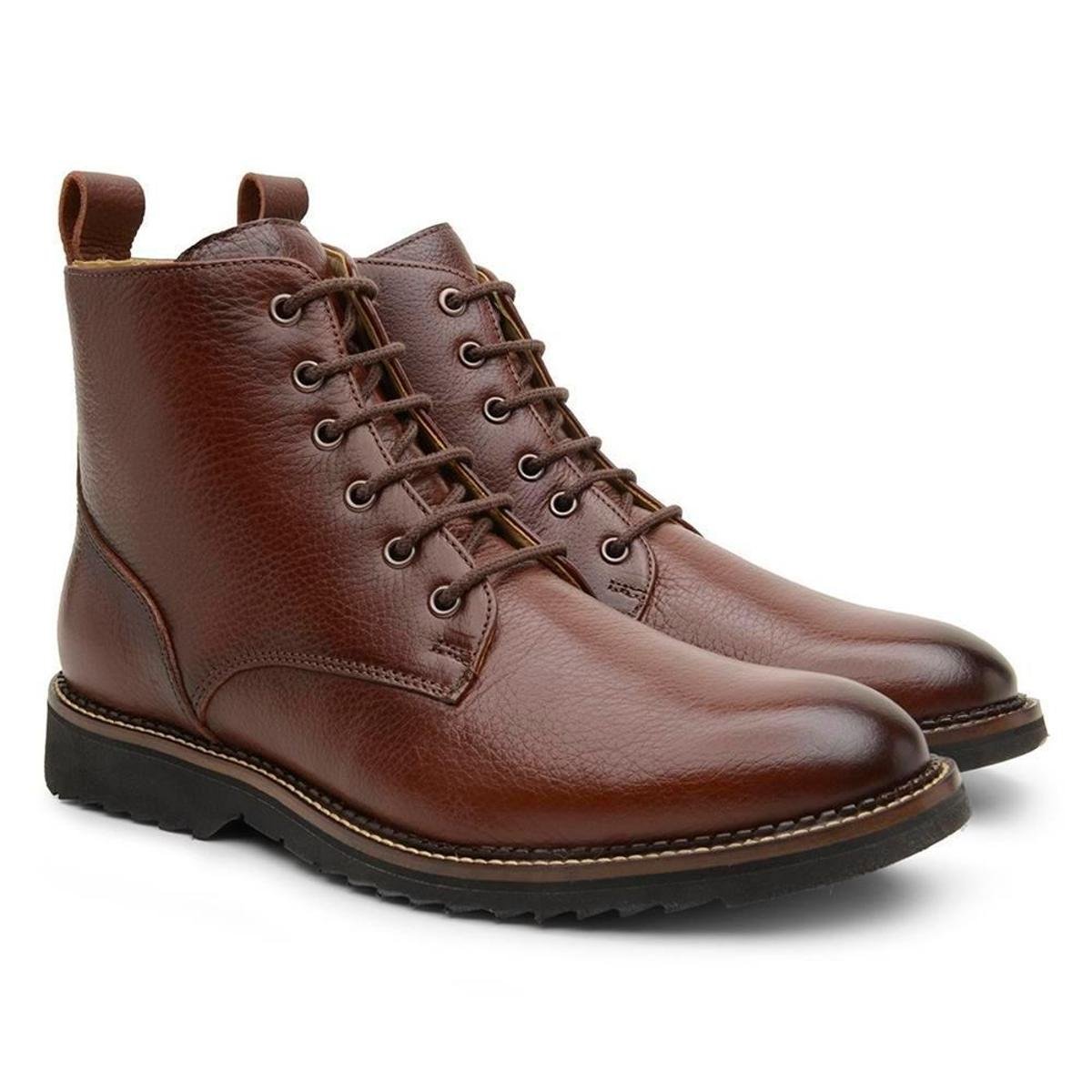 Bota Coturno Masculina Couro Tratorada Cano Baixo Casual Menor preço em Bota Coturno Masculina Couro Tratorada Cano Baixo Casual