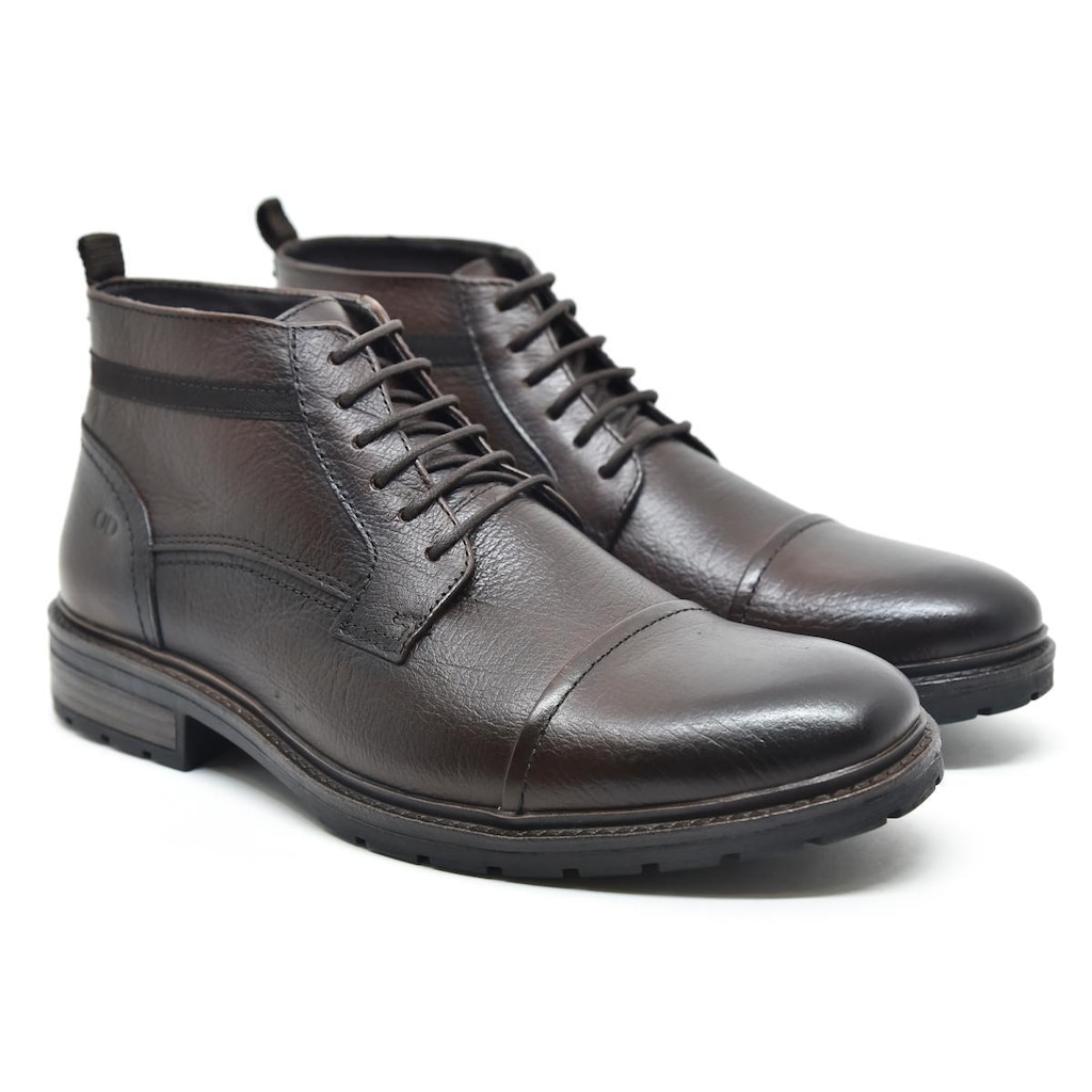 Bota Coturno Masculina Democrata Garage Astro Couro Legítimo Cano Médio Casual Confortável 301102