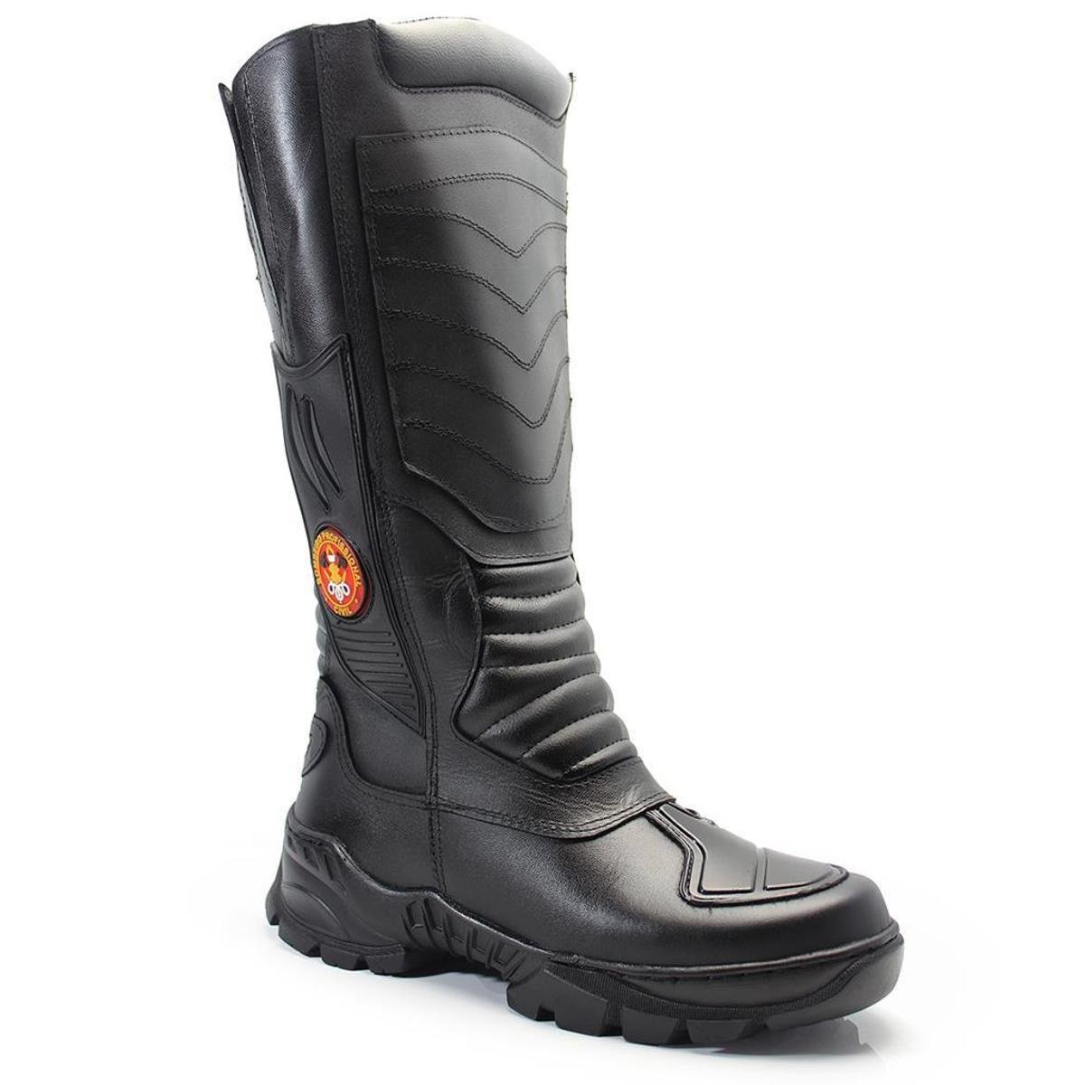 Bota Coturno Masculina Feminina Bombeiro Civil Couro Preto Zattini