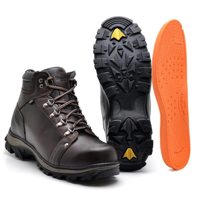 Bota Coturno Masculino Adventure Couro Palmilha em Gel