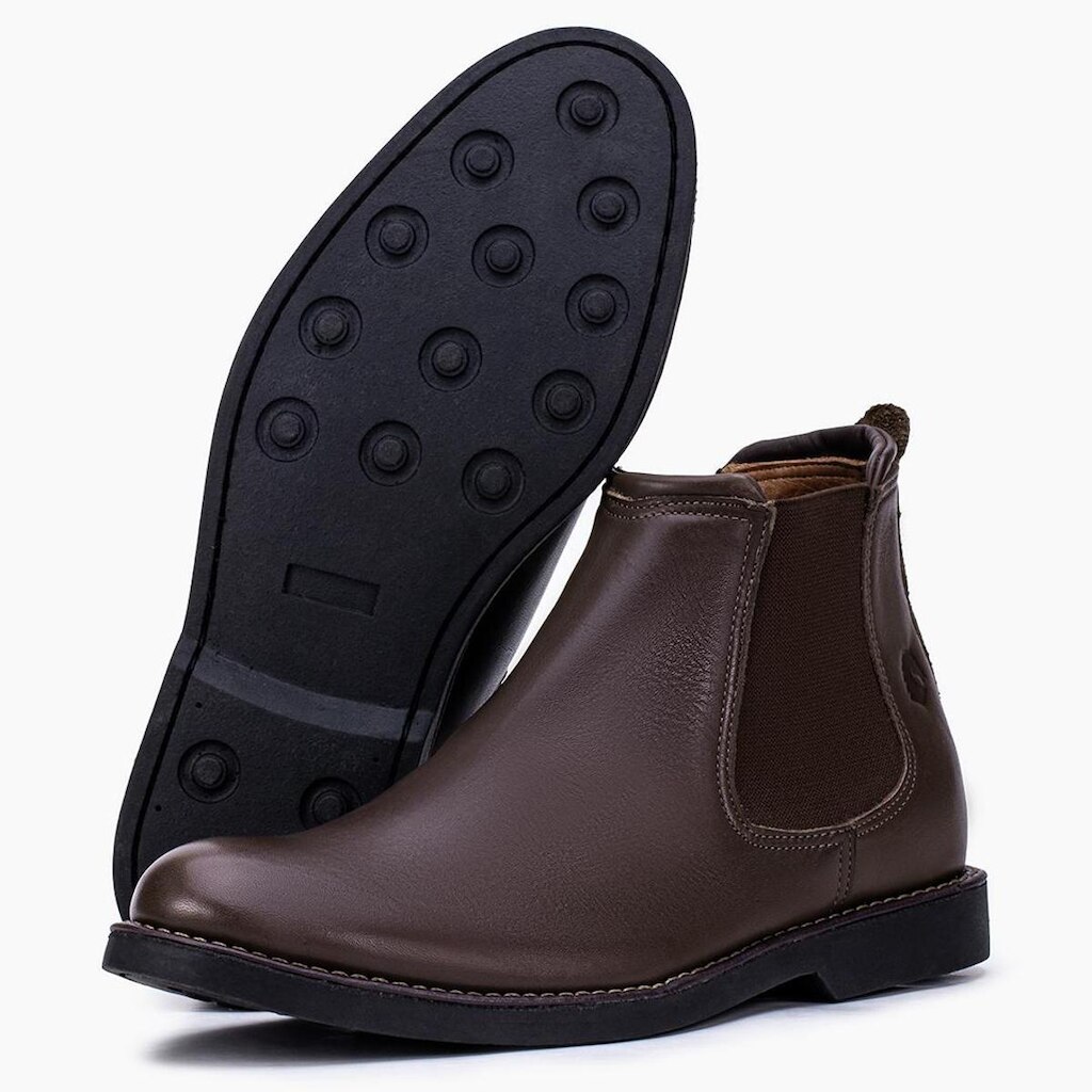 Bota Coturno Masculino Cano Médio Couro Macia e Confortável