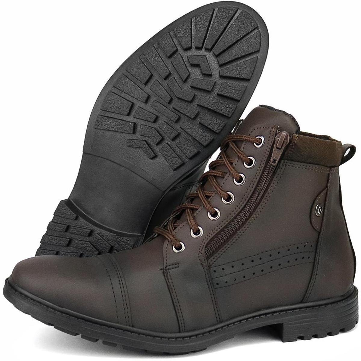 Bota Coturno Masculino Casual Com Ziper Lateral Menor preço em Bota Coturno Masculino Casual Com Ziper Lateral