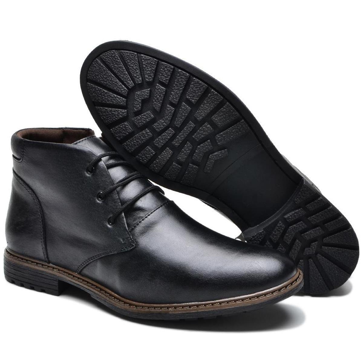 Bota Coturno Masculino Classic em Couro Cla-Cle - Preto Menor preço em Bota Coturno Masculino Classic em Couro Cla-Cle - Preto