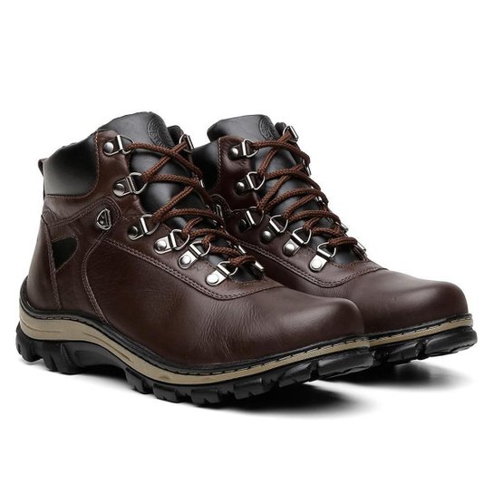 Bota Coturno Masculino Couro Legitimo Adventure Militar Dia a Dia